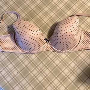 Lightly worn Pink polka dot VS bra 36DD